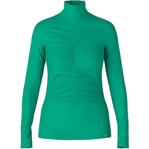 Stilvolles Grünes Langarmshirt mit Hohem Kragen , Damen, Größe: 2XL - Marc Cain - Modalova