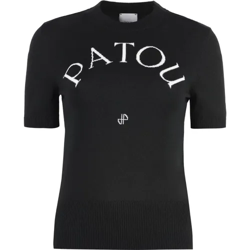 Logo knitted t-shirt , female, Sizes: M, L - Patou - Modalova