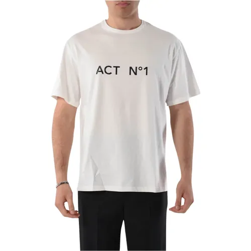 Baumwoll-T-Shirt mit Frontlogo , Herren, Größe: XS - ACT N°1 - Modalova
