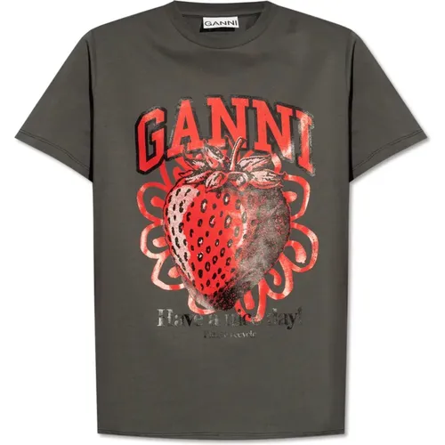 T-Shirt mit Logo , Damen, Größe: XL - Ganni - Modalova