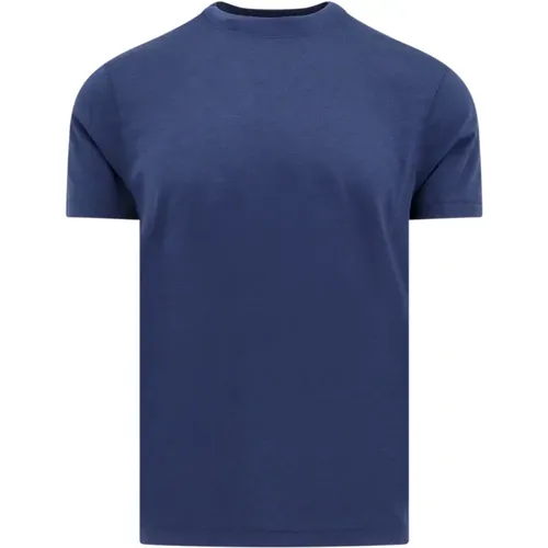 Blaues T-Shirt Crew-neck Besticktes Logo , Herren, Größe: 2XL - Tom Ford - Modalova