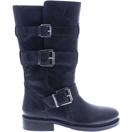 New-Tough Damen Hoher Stiefel - Schwarz,Stylische Bikerstiefel - Bronx - Modalova