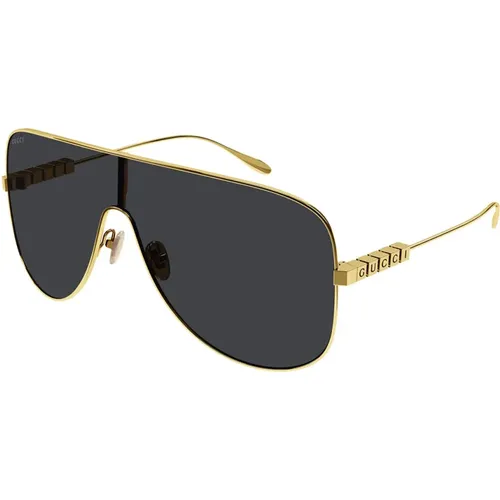 Gold Frame Sunglasses with Grey Lenses , female, Sizes: ONE SIZE - Gucci - Modalova