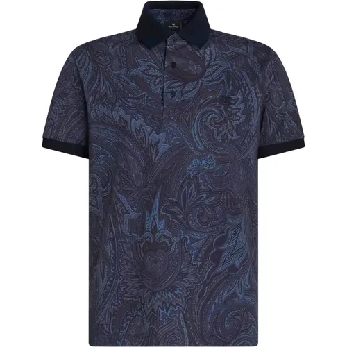 Blaues Paisley Polo Shirt Etro - ETRO - Modalova