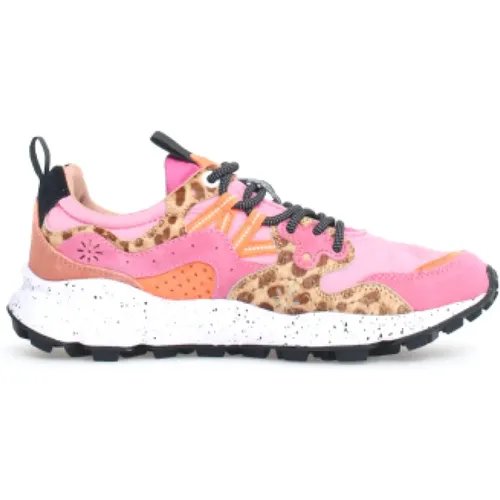 Pink Leopard Print Sneakers , female, Sizes: 4 UK - Flower Mountain - Modalova