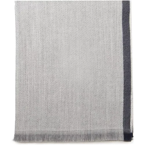 Grey Wool Fringed Scarf Made in Italy , male, Sizes: ONE SIZE - Fay - Modalova