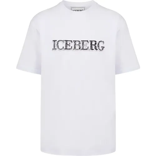 Weißes T-Shirt mit Logo , Herren, Größe: 2XL - Iceberg - Modalova