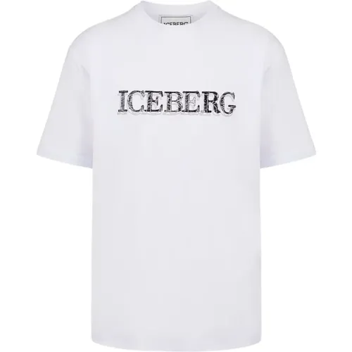 Weißes T-Shirt mit Logo , Herren, Größe: 4XL - Iceberg - Modalova