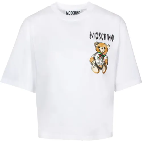 Teddybär-Print Baumwoll-T-Shirt - Moschino - Modalova