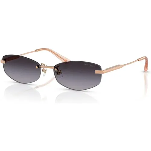 Rose Gold Oval Sunglasses Grey Gradient , female, Sizes: 57 MM - Jimmy Choo - Modalova