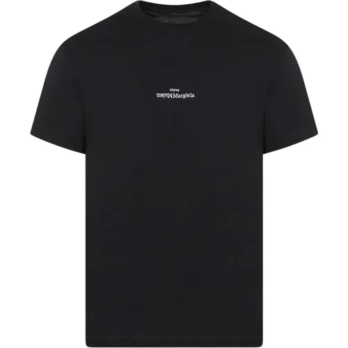 Schwarzes Logo Baumwoll T-Shirt , Herren, Größe: S - Maison Margiela - Modalova