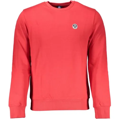 Gebürsteter Baumwollpullover mit Applikation Logo , Herren, Größe: L - North Sails - Modalova