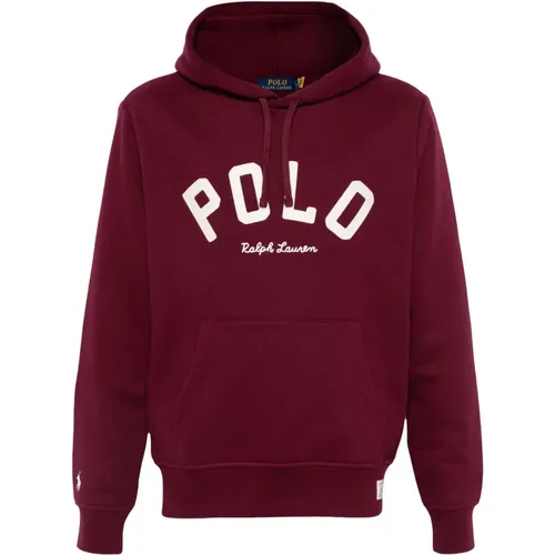 Roter Logo-Kapuzenpullover mit Fleecefutter , Herren, Größe: L - Polo Ralph Lauren - Modalova