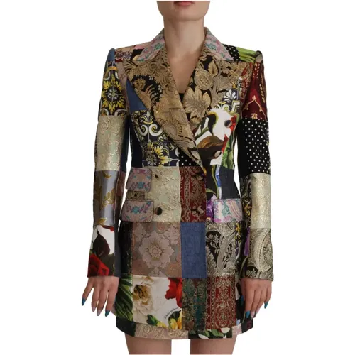 Patchwork Jacquard Blazer Jacket , female, Sizes: XS, 3XS - Dolce & Gabbana - Modalova