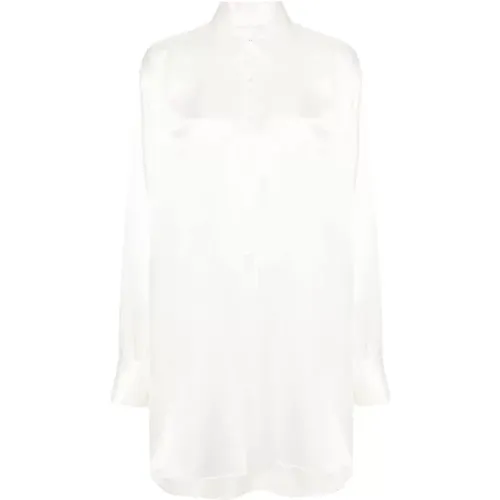 Oversized Ivory Silk Shirt , female, Sizes: 2XS, 3XS - Maison Margiela - Modalova