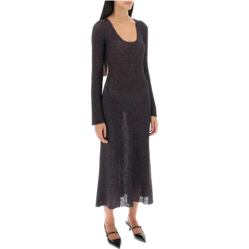 Maxi Dresses,Midi-Kleid mit Lurex-Strick und Ausgestellten Ärmeln - Ganni - Modalova