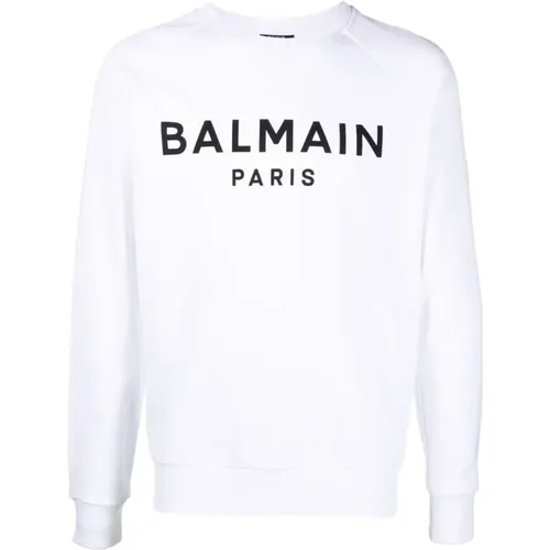 Logo Sweatshirt with Ribbed Edges , female, Sizes: S, L - Balmain - Modalova