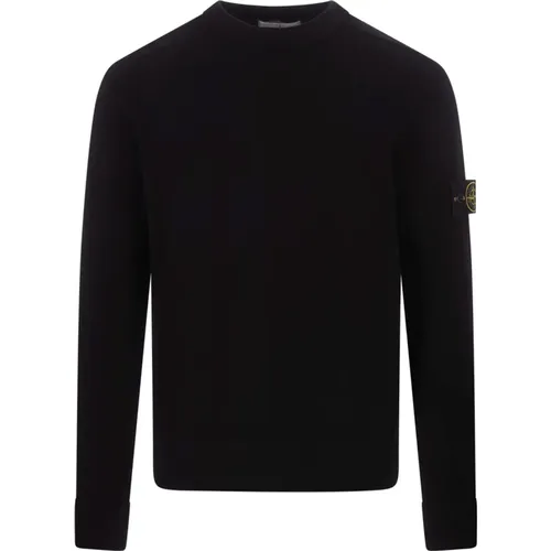 Schwarzer Crew-Neck Wollpullover , Herren, Größe: XL - Stone Island - Modalova