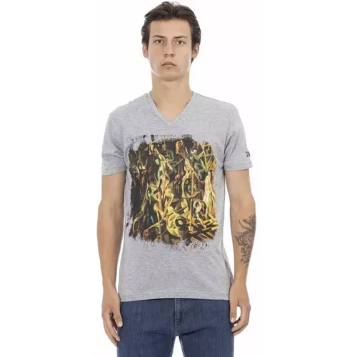 Action V-Ausschnitt T-Shirt in Grau - Trussardi - Modalova