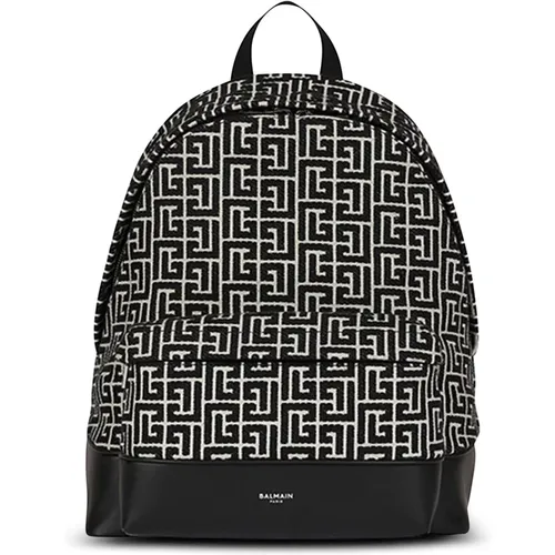 Rucksack mit Jacquard-Monogramm - Balmain - Modalova