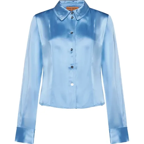 Sky Satin Shirt with Seam Detailing , female, Sizes: S, XS - Stine Goya - Modalova