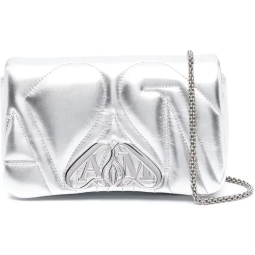 Silver Quilted Shoulder Bag with Chain , female, Sizes: ONE SIZE - alexander mcqueen - Modalova