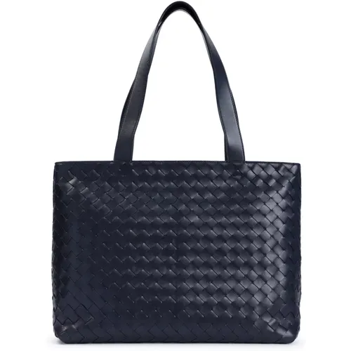 Blau Leder Tote Tasche Shopper - Bottega Veneta - Modalova