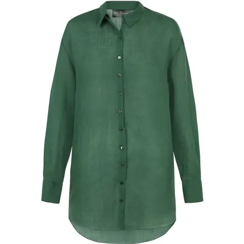 Emerald Oversized Ramie Shirt , female, Sizes: XL, M - Cortana - Modalova