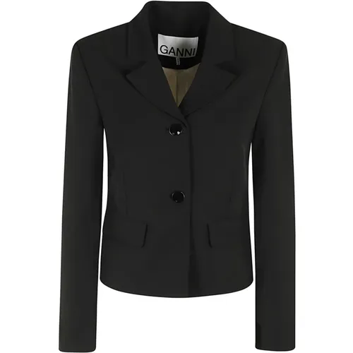 Fitted Blazer in Light Twill , female, Sizes: S, M - Ganni - Modalova