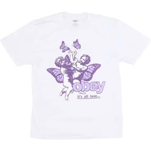 Cherubs Love Print T-Shirt , female, Sizes: M - Obey - Modalova