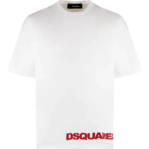 Cotton Crew-neck T-shirt with Logo , male, Sizes: XL, L, 2XL - Dsquared2 - Modalova