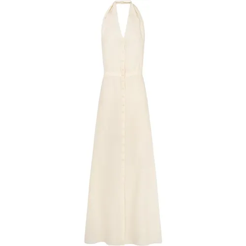 Silk halter dress with A-line midi skirt , female, Sizes: M, S, XL, L - Cortana - Modalova
