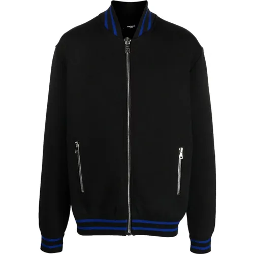 Knitted zipped bomber , male, Sizes: XL, M, 2XL, L, 3XL - Balmain - Modalova