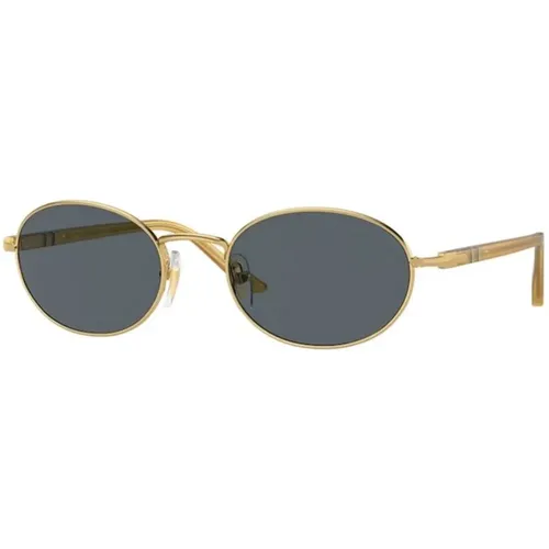 Blaue Linse Goldrahmen Sonnenbrille , unisex, Größe: 55 MM - Persol - Modalova