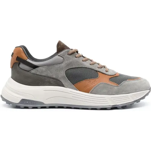 Grey Leather Sneakers with Color Block Panels , male, Sizes: 6 1/2 UK, 6 UK, 5 1/2 UK, 7 1/2 UK - Hogan - Modalova