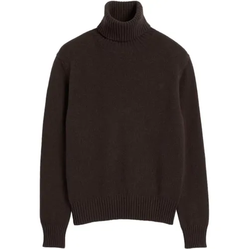 Coffee Knitted Sweater with Monogram , male, Sizes: M, XL, S, L - Ami Paris - Modalova