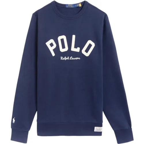 Navy Fleece Sweatshirt RL Stil , Herren, Größe: S - Polo Ralph Lauren - Modalova