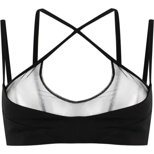 Mesh-Panel Criss-Cross Top , female, Sizes: S - The Attico - Modalova