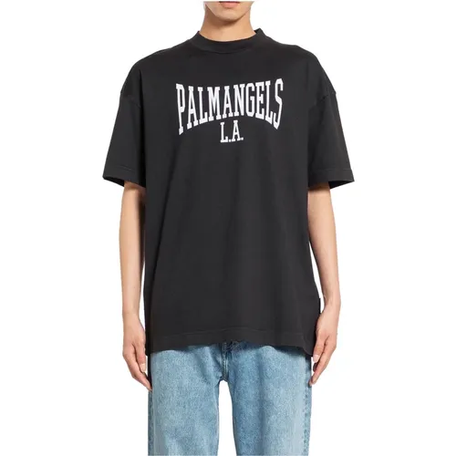 Klassisches College Tee Schwarz Off White , Herren, Größe: S - Palm Angels - Modalova