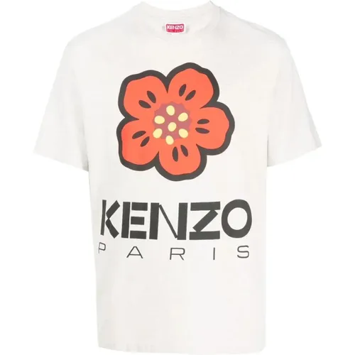 Weiße Blumen T-Shirt und Polo , Herren, Größe: L - Kenzo - Modalova