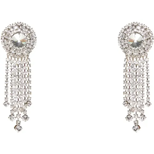 Crystal Embellishment Dangle Clip-On Earrings , female, Sizes: ONE SIZE - Alessandra Rich - Modalova