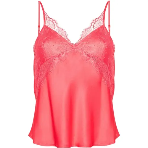 Rosa Spitze Satin Viskose Top , Damen, Größe: XS - PATRIZIA PEPE - Modalova