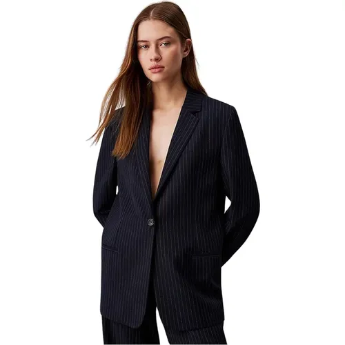 Nacht Himmel Pinstripe Slim Blazer , Damen, Größe: M - Calvin Klein - Modalova