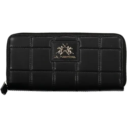 Schwarze Polyurethan-Handtasche mit Geldbörse und Reißverschluss - LA MARTINA - Modalova