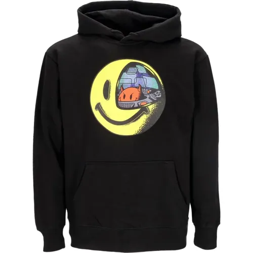 Zerrissene Smiley-Kapuzenpullover Schwarz - MARKET - Modalova