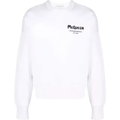 Weiße Sweatshirt mit Graffiti-Logo - alexander mcqueen - Modalova