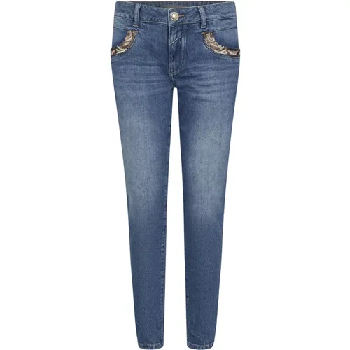 Blaue Bestickte Pailletten Jeans , Damen, Größe: W28 - MOS MOSH - Modalova