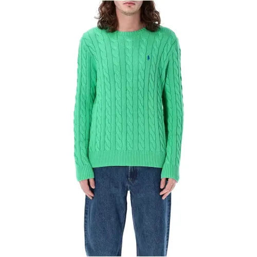 Grüner Zopfmuster Pullover Ss24 , Herren, Größe: XL - Ralph Lauren - Modalova