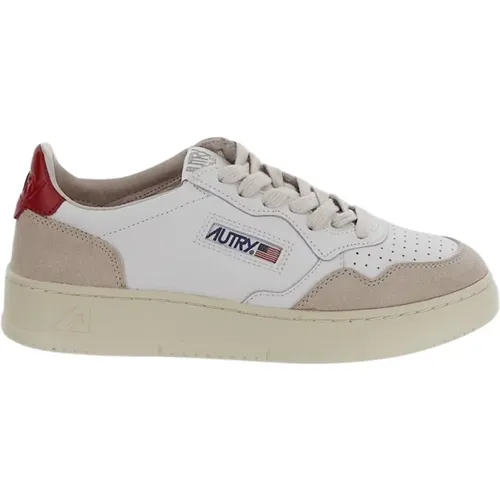 Weiße Low Top Sneakers mit rotem Tag - Autry - Modalova
