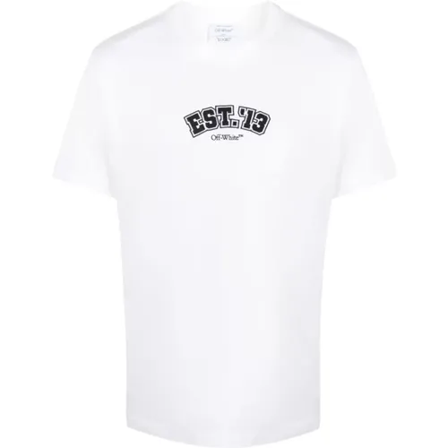 Off , Besticktes Grafikdruck T-Shirt , Herren, Größe: 3XL - Off White - Modalova